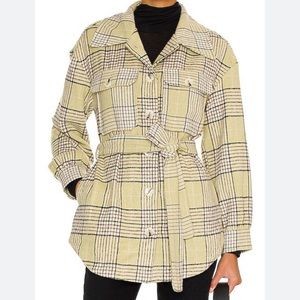 NWT Line & Dot x Revolve Plaid Alessandra Belted Shacket Sz S